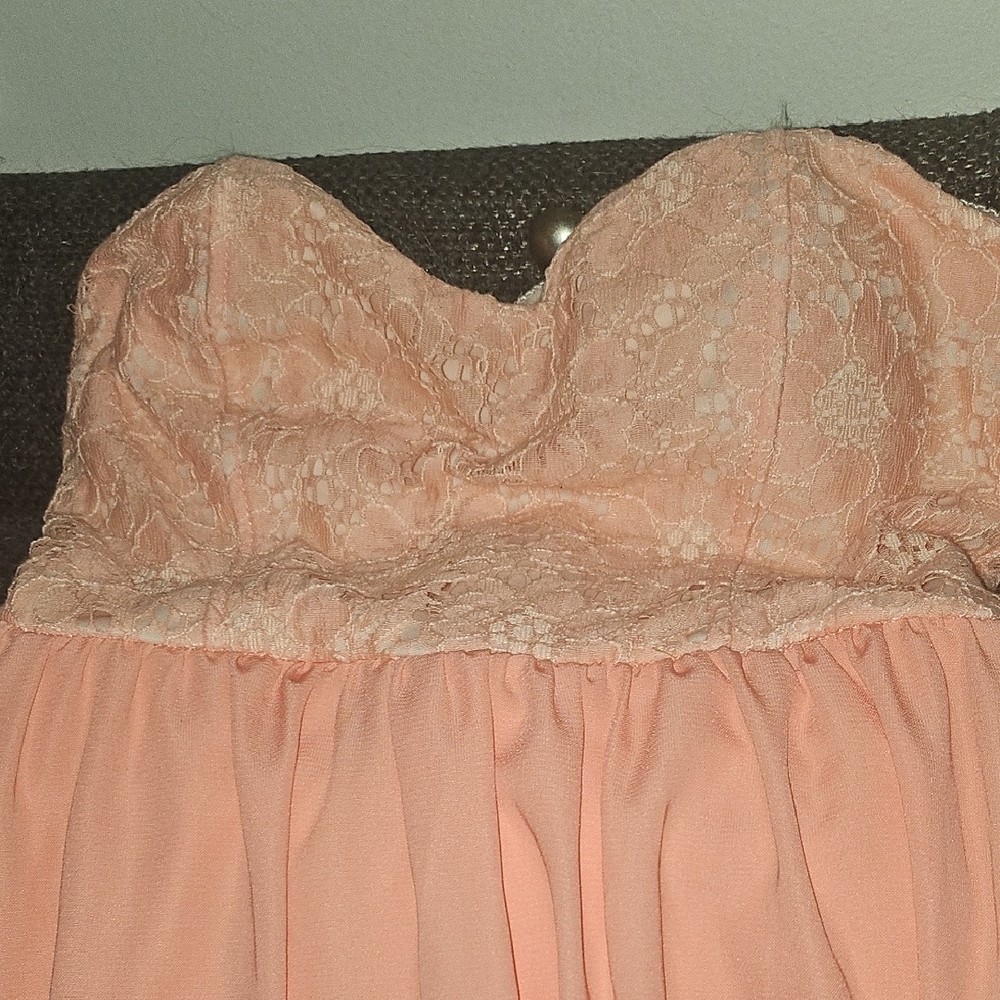 Wet Seal Strapless Lace Dress in Peach